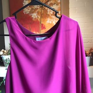 Askari Magenta Asymmetric Neckline Party Dress